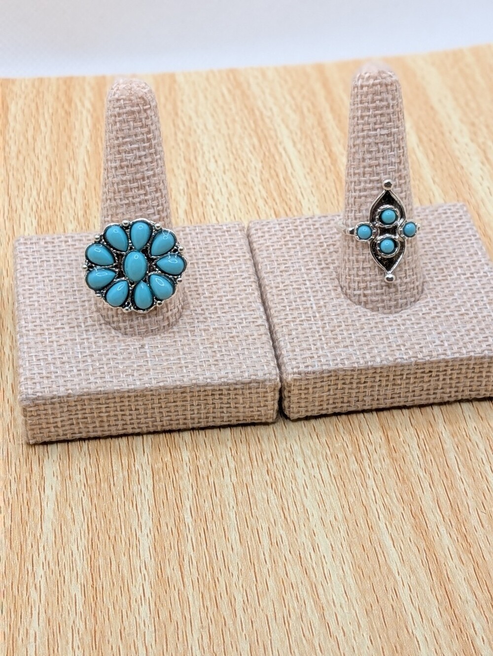 Floral Turquoise Ring Set